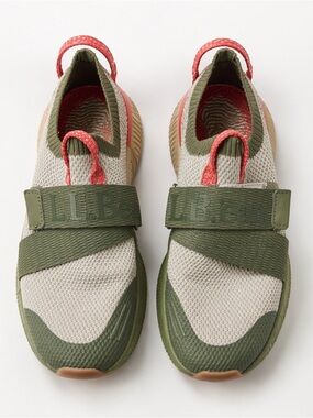 L.L. Bean Slip On Sneakers Womens 6.5 Olive Knit Strap Comfort Shoes